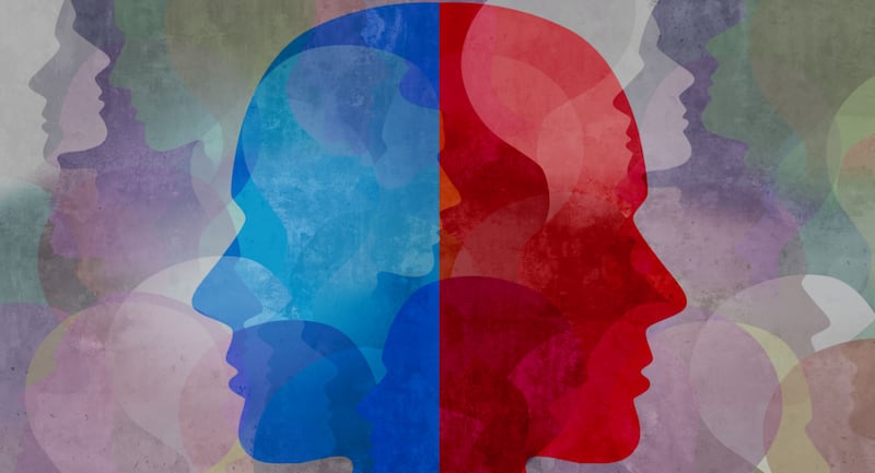Schizophrenia and split personality disorder and mental health psychiatric disease concept
