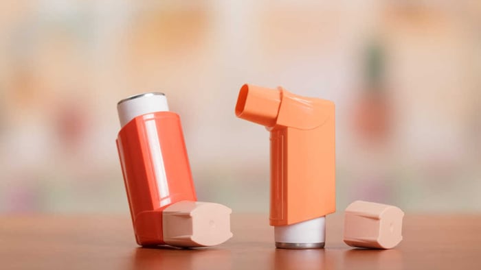 Two inhalers on a table