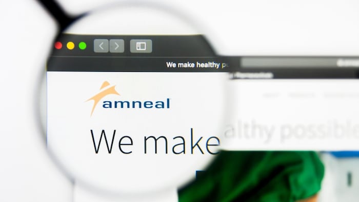 Amneal's logo on a display