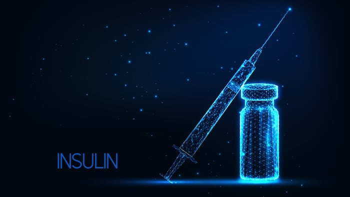 Insulin wireframe of syringe and vial