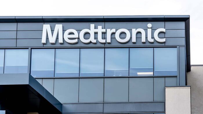 Sign of Medtronic at Canada Headquarters in Brampton, Ontario, Canada.