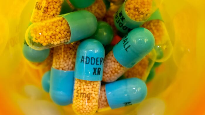 Adderall XR in an orange pill bottle