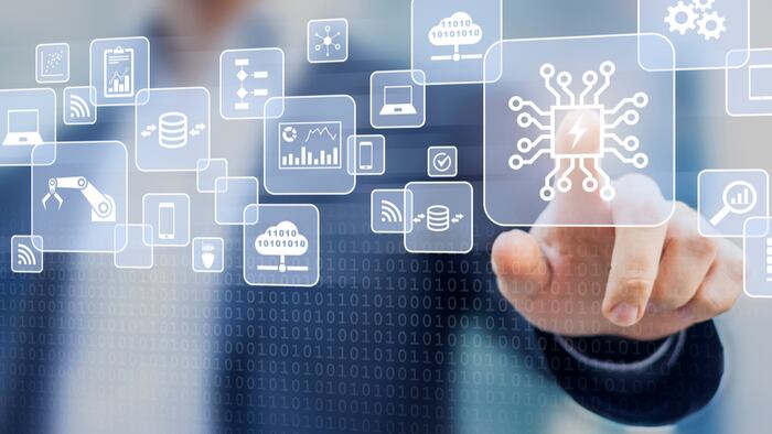 Digital transformation change management, internet of things (IoT), new technology data and business process strategy, automate operation, customer service management, cloud computing, smart industry - Image