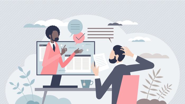 Business consulting with expert help and financial advice tiny person concept