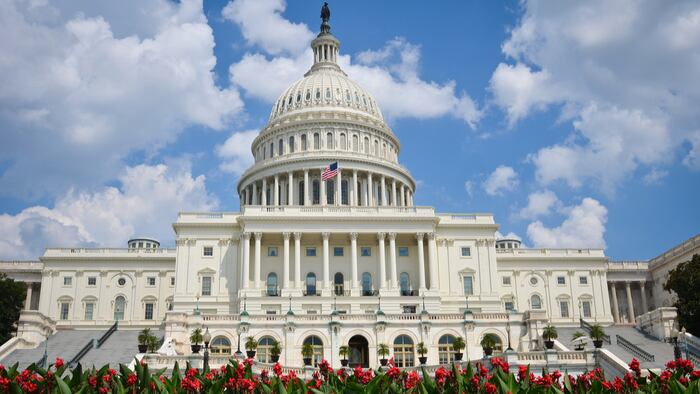 US Capitol building on a cloudy day