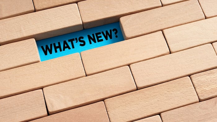 The question of what's new surrounded by wooden blocks