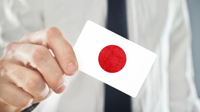 Business card with the Japanese flag