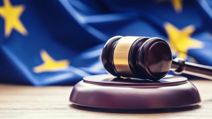 EU flag with gavel