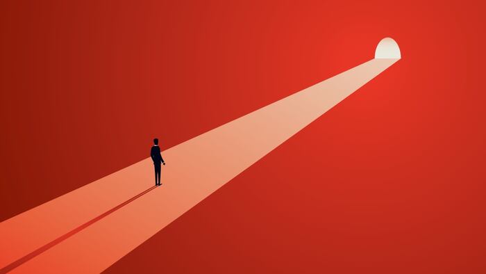 Light at the end of the tunnel, red