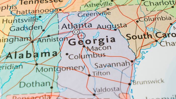 Map of Georgia, USA