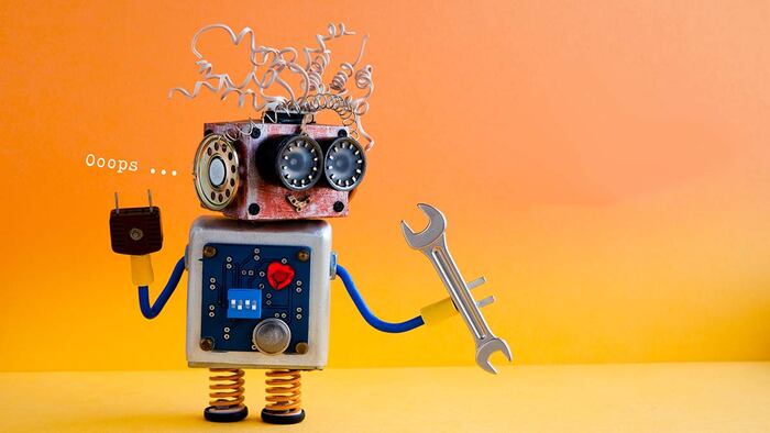 A robot saying oops