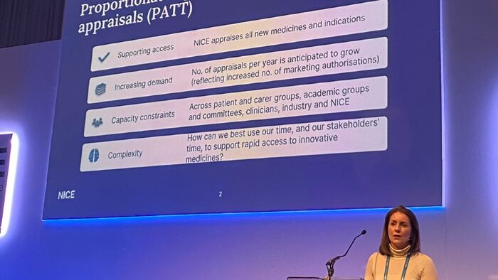 Jenniffer Prescott speaking at the NICE annual conference 2023