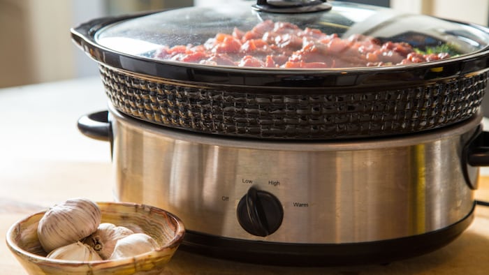 meal cooking in a slow cooker