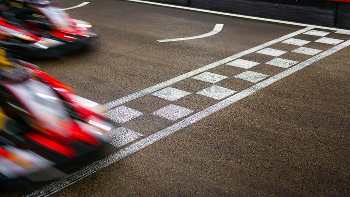 Kart crossing the finish line