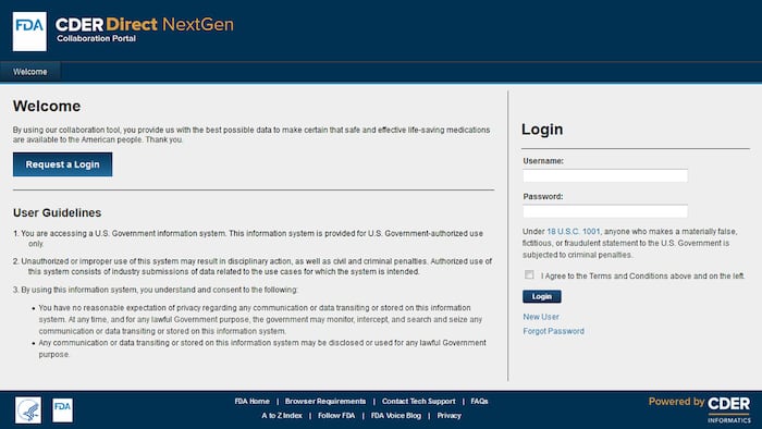 CDER Direct Next Gen web page