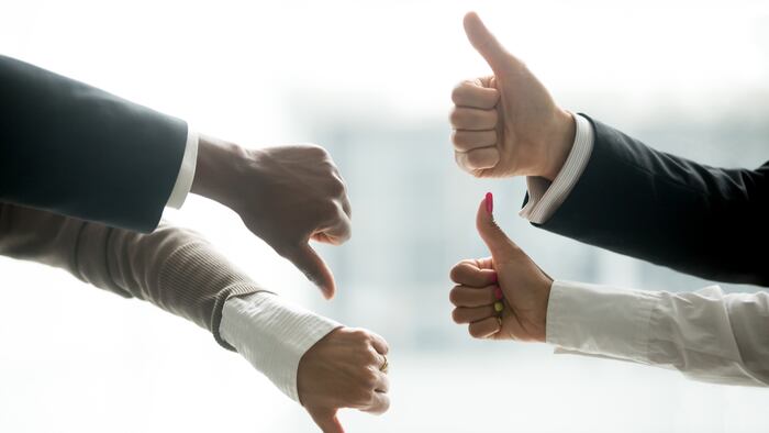Thumbs down, thumbs up thumbs disagree