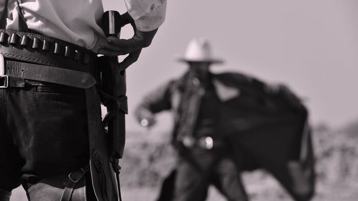 duel between cowboys. affair of honor