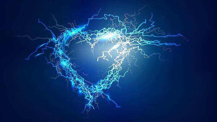 Abstract heart made of electric lighting effect