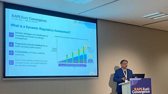Nasir Hussain speaking at RAPS Euro Convergence in Berlin