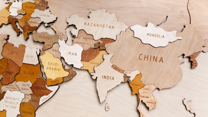 Map of Asia and north east Africa, featuring China, Pakistan and Egypt
