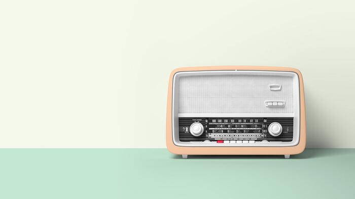 Retro old radio on background 3D illustration