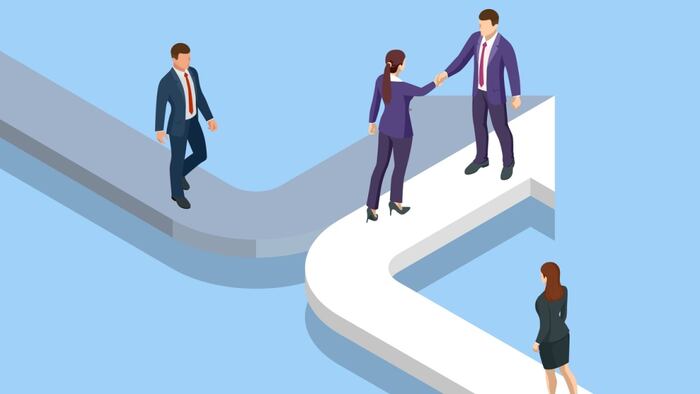 Isometric Business Success Concept. Entrepreneur business man leader. Searching for opportunities.