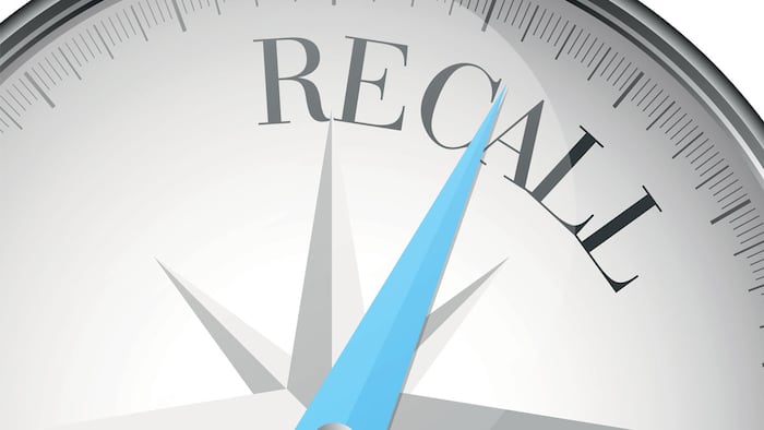 detailed illustration of a compass with Recall text, eps10 vector
