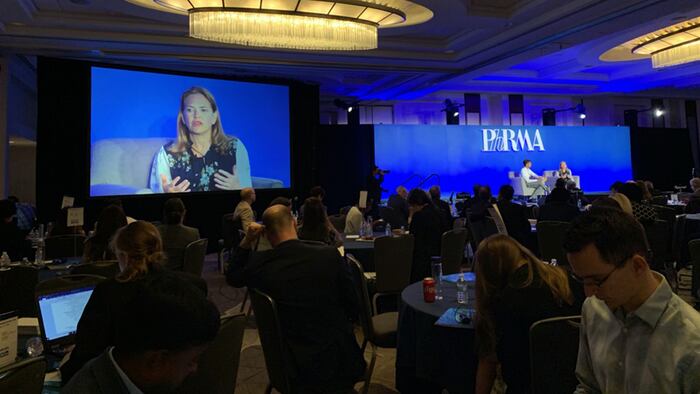 FDA Principle Deputy Commissioner Amy Abernethy speaking to a Pharmaceutical Research and Manufacturers of America conference