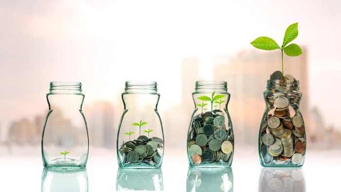 Coins and seeds in jars