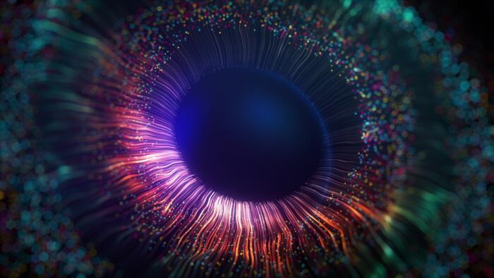 Eye fibre optic rainbow