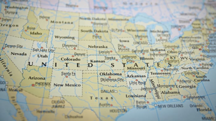 Map of US showing individual states