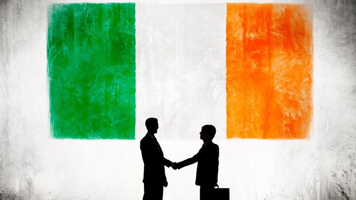 Ireland Flag Handshake Silhouette