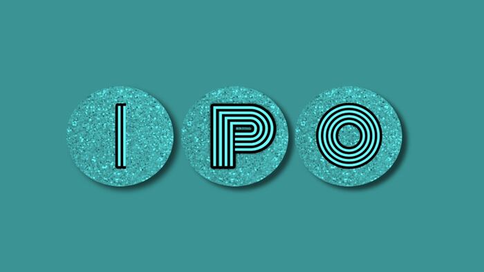 IPO abrivation on solid background with glittery text