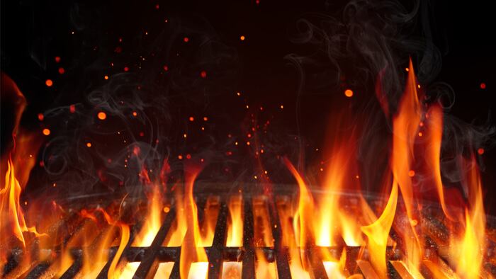Grill Background - Empty Fired Barbecue On Black - Image