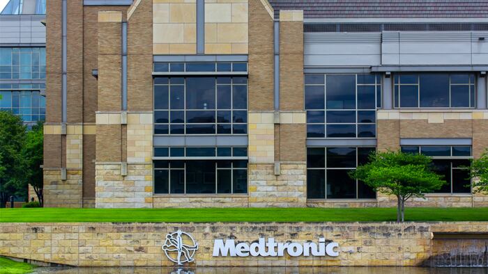 FRIDLEY, MN/USA - JUNE 23, 2014: Medtronic corporate headquarters campus. Medtronicis the world's fourth largest medical device company and is a Fortune 500 company. - Image