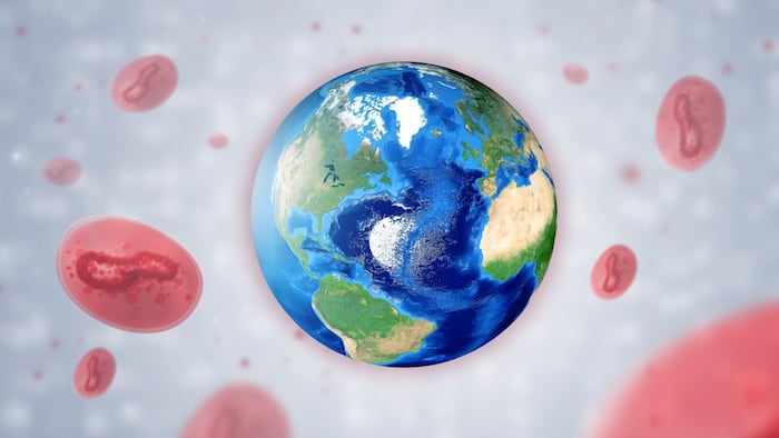 Monkeypox distribution. Graph of smallpox infections. Global Pandemic Monkeypox. 3d image