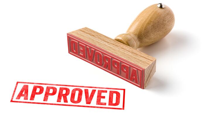 approved rubber stamp - red