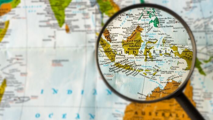Indonesia Map Magnifying Glass