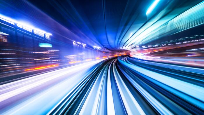 Business concept - high speed abstract MRT track of motion light for background in tokyo, japan