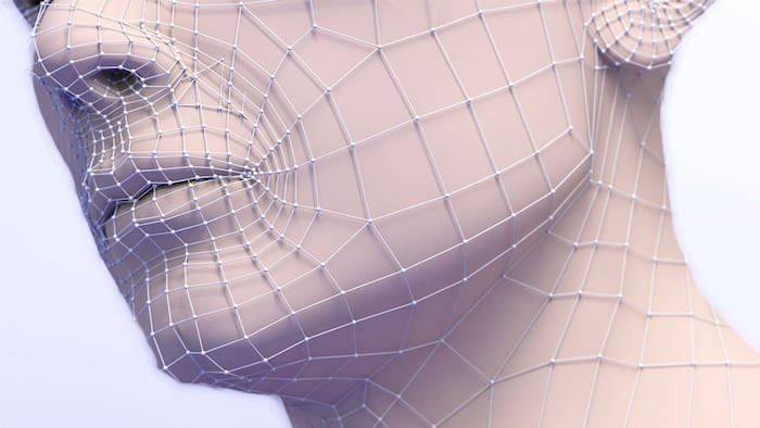 Anti-aging aesthetic medical treatment. 3d illustration of plastic surgery.Mesh and lines in the skin and procedure to eliminate wrinkles