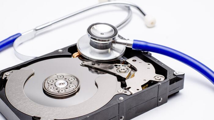 Computer hard drive and stethoscope