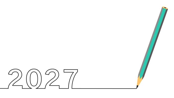 Pencil drawing outline of number 2027
