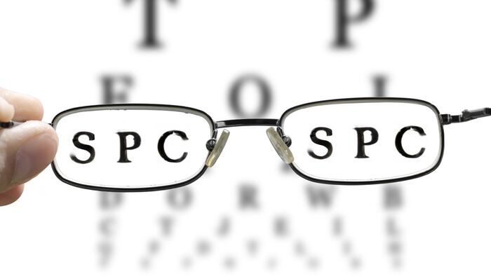 Classes showing eye test with "SPC" letters visible