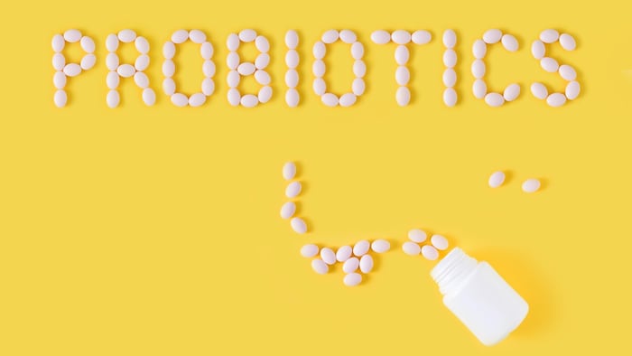 probiotics text and capsules
