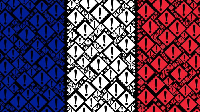 French flag made of small exclamation marks