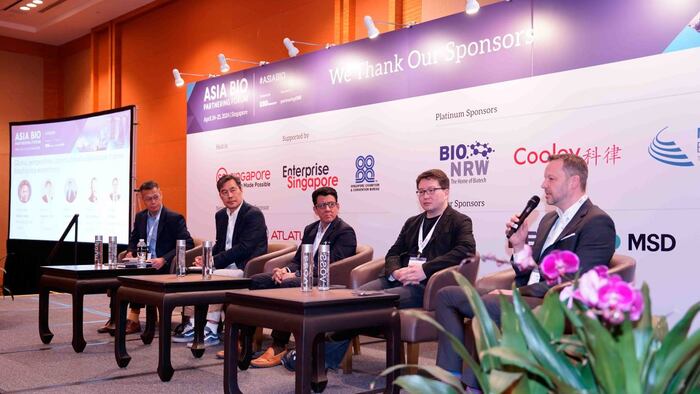 Scrip Editor moderats a panel discussion on ecosystem during Asia Biotech Partnering Forum, held in Singpapore April 24-25