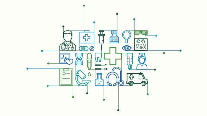 Healthcare integrated thin line symbols