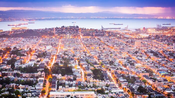 San Francisco, California, USA Noe Valley skyline.