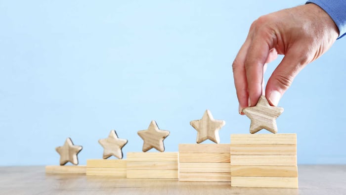 concept image of setting a five star goal. increase rating or ranking, evaluation and classification idea