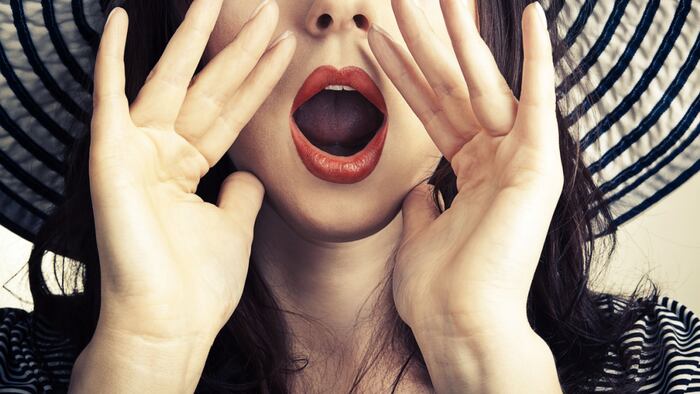 Woman announcing